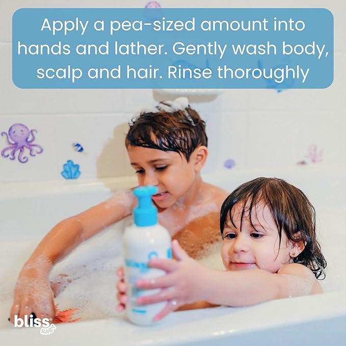 Bliss Baby Shampoo and Body Wash, Premium 2-in-1 For Babies, Toddlers & Kids, Unscented & Hypoallergenic - Gentle Baby Soap - Vegan, Hydrating For Sensitive Skin - Avocado, Shea Butter & Calendula