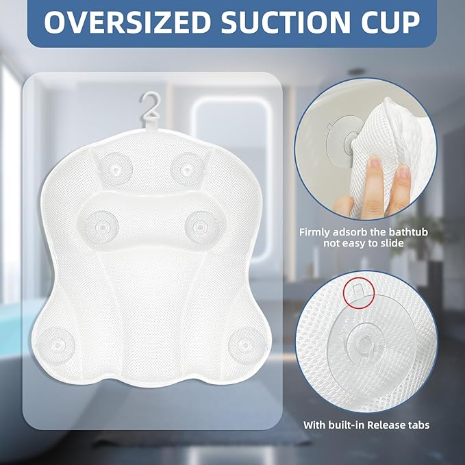 SZXYX Bath Pillows for Tub,Luxury Bathtub Pillows for Head and Neck Support Bathtub Pillow with 6 Strong Suction Cups Relaxing Bath Accessories Spa Gifts