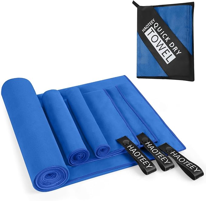 Quick Dry Travel Towel, 3 Sizes 1 Pack Camping Microfiber Towel, Lightweight Fast Drying Towels Set 60"x30", 30"x15", 15"x15" w/Bag for Gym, Beach, Hiking, Swimming, Dark Blue