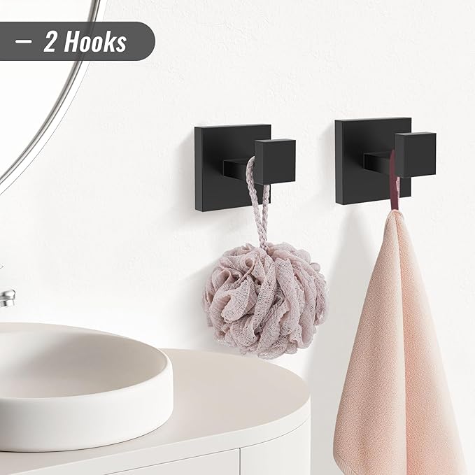 YACVCL 5 Pieces Matte Black Bathroom Hardware Accessorie Set 23.6 Inch Towel Bar Set SUS304 Stainless Steel Towel Rack&Holder Set for Bathroom,Toilet Paper Holder with Shelf Wall-Mounted