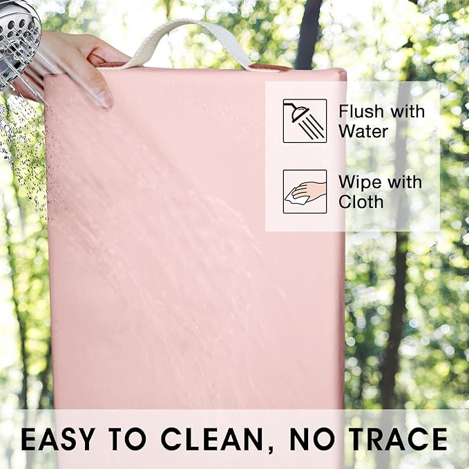 HappyPicnic Waterproof Kneeling Pad for Garden or Bath, 2 inch Thick Soft Foam Kneeler Mat for Gardeners Knee Support or Bathtub Bathing with Handle and Removable Cover - Pink