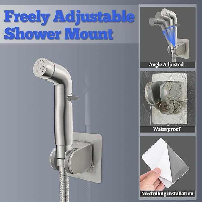 Dog Shower Attachment Metal, YDmeet Pet Shower Attachment for Fast and Clean Pet Bathing and Dog Washing, Brass Shower diverter, Adjustable Pet Shower Sprayer, 8 ft Hose and Shower Holder, Brushed