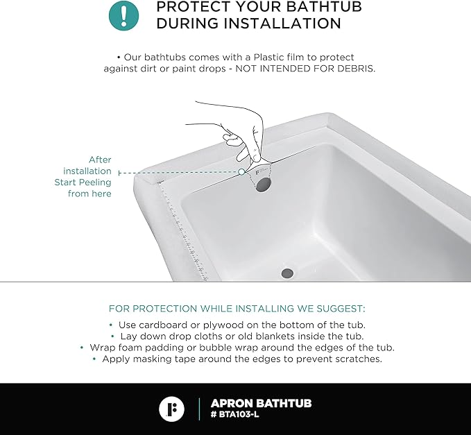 Fine Fixtures Acrylic, Fiberglass Alcove Soaking Bathtub with Integral Apron Front in Glossy White - Left Hand Drain, 66" x 32"