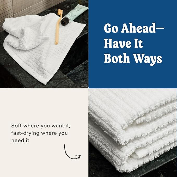 ONSEN Terry Cotton Waffle Hand Towel Set – 2 Pack Luxury Cotton Hand Towels, Quick Dry & Absorbent Bathroom Towels – Soft, Lightweight, Durable Towels for Bathroom Essentials (White, 20x30 in)