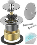 Chrome Plated Bathtub Drain, Hair Catcher and 2-Hole Overflow Faceplate, 11.5/16 UNC, Lift and Turn Bathtub Drain Replacement, Tub Drain Stopper