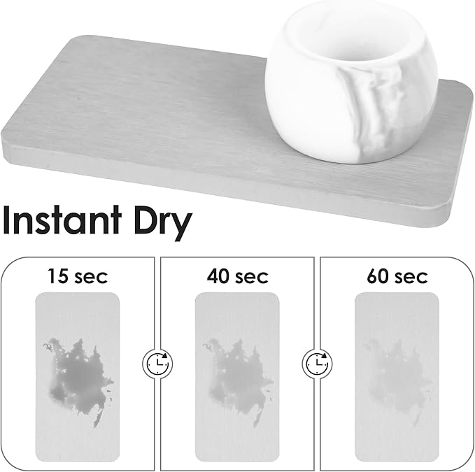 Ceramic Toothbrush Holder & Toothbrush Cup with Diatomite Tray for Bathroom, Bathroom Tumbler Cups Reusable Toothbrush Mouthwash Cup, Shower Counter Storage Organizer (Grey)