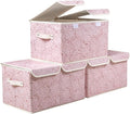 PRANDOM Large Stackable Storage Bins with Lids Fabric Decorative Storage Box Cubes Organizer Containers Baskets with Cover Handles Divider for Bedroom Closet Living Room 17.3x11.8x9.8 Inch 3 Pack