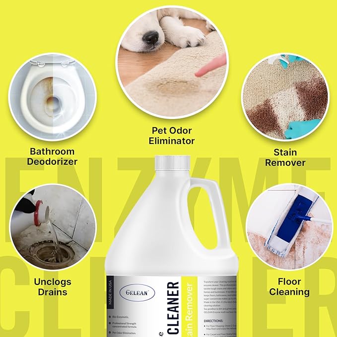 Multi-Purpose Probiotic Enzyme Cleaner, (128 oz, Citrus) - Pet Stain and Odor Remover - Concentrated - Professional & Home Strength Drains, Floors, Bathrooms, Toilets Trash Can, Made in USA