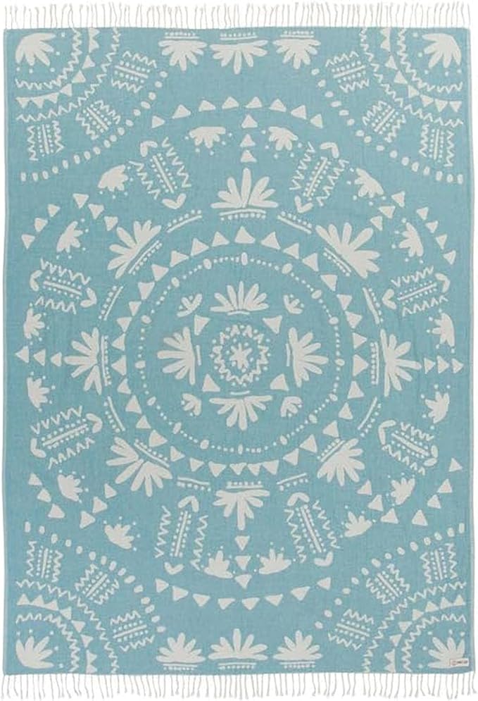 Sand Cloud Large Turkish Beach Towel - Sand Free - 100% Organic Turkish Cotton Yarn - Quick Dry Towel for Beach, Picnic Blanket or Throw - As Seen on Shark Tank - Boho Turquoise XL