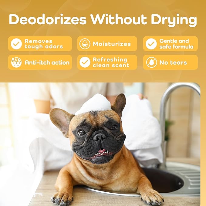 Sensitive Care -Tangle-Free-Silky Shine Softening and detangling Shampoo, Delicate Coat Clean & Odor Control Shampoo – Advanced Shine Formula for Dogs (Bulldog, 16 Fluid Ounces)