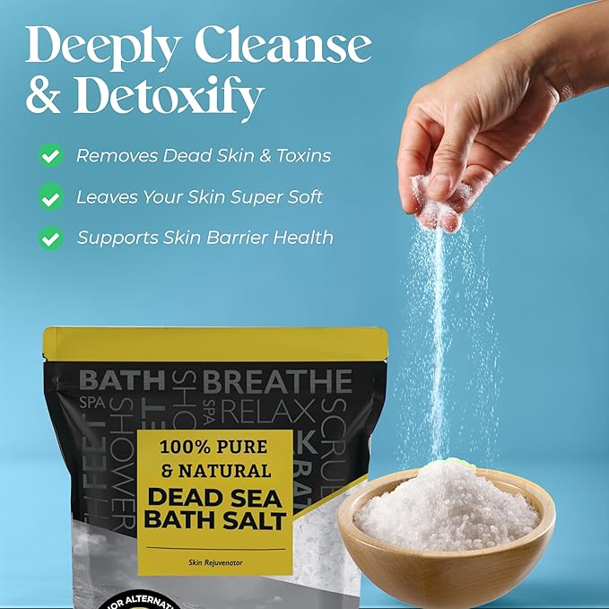 Aromasong Dead Sea Salt - Spa Bath Salt - 19 Lbs Fine Grain Bulk - 100% Pure - Better Absorbing Than Epsom Salt - Soak for Women & Men for Skin Issues and to Relax Tired Muscles - Resealable Pack.
