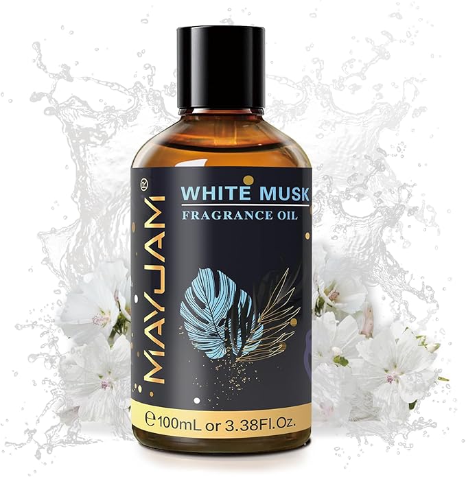 MAYJAM 100ML/3.38FL.OZ White Musk Fragrance Oils with Glass Dropper, Essential Oils for Diffusers for Home, Long Lasting Scented Oils for Diffusers Soap Candle Making