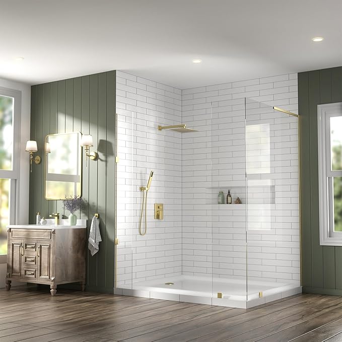Lava Odoro Modern 2-Setting Square Shower System with Rain Shower Head and Handheld Spray Gold, Rainfall Shower Faucet Set Gold, Shower Valve and Trim Kit, Brushed Gold, SF103-SG