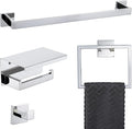 4-Piece Bathroom Hardware Set Chrome Bath Towel Bar Holder Sets Wall Mounted Stainless Steel Square Bathroom Accessory Kit, Polished Chrome 23.6 Inch