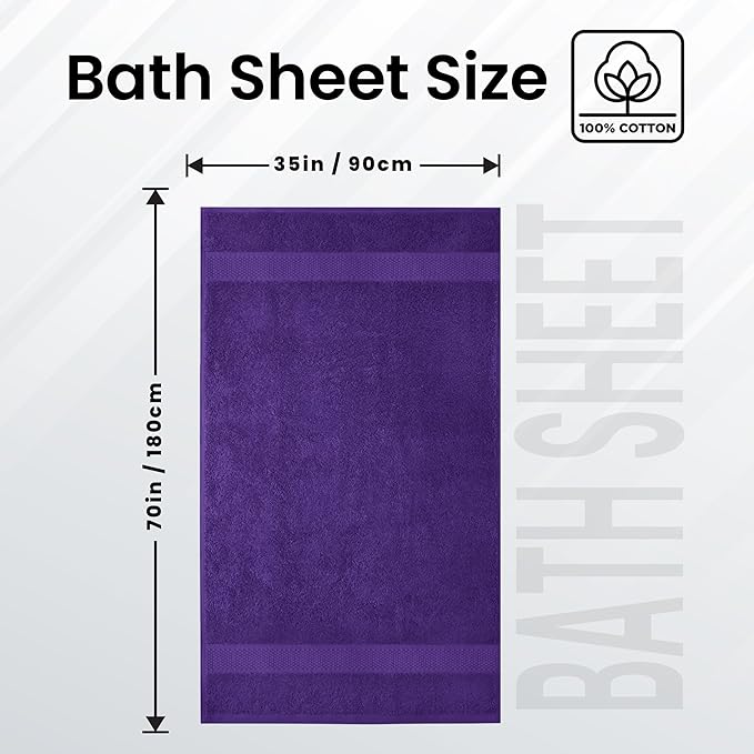 Infinitee Xclusives – Luxury Bath Sheets Towels – 1 Pack 600 GSM (35X70 Inches) – 100% Ring Spun Cotton Large Bath Towels for Bathroom (Profound Purple, Bath Sheets - Pack 1)