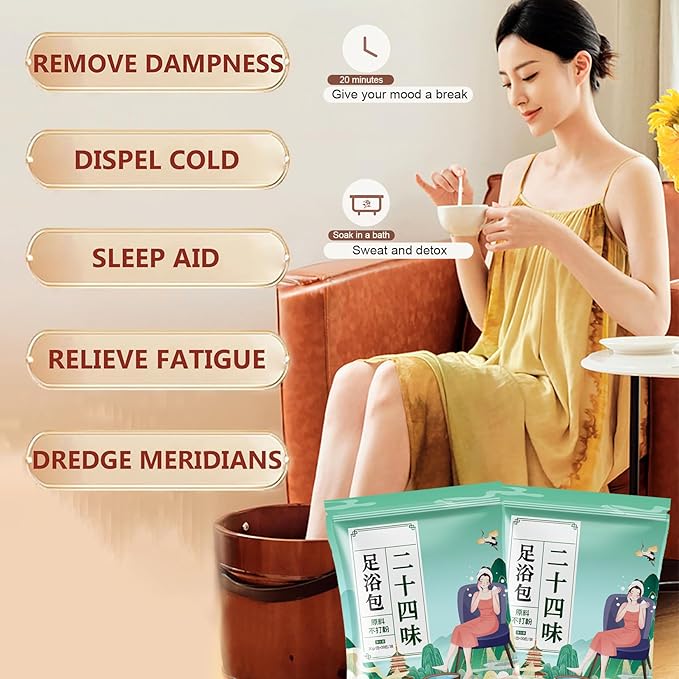 30 Bags Herbal Foot Soak,Foot Bath Herb,Foot Spa Bath Soak Foot Detox Soak to Remove Toxins,Relieve Fatigue & Dispel Cold and Remove Dampness 艾草排湿排寒泡脚包 900g(30 bags*30g) (Green A, 30.5x40.5CM)