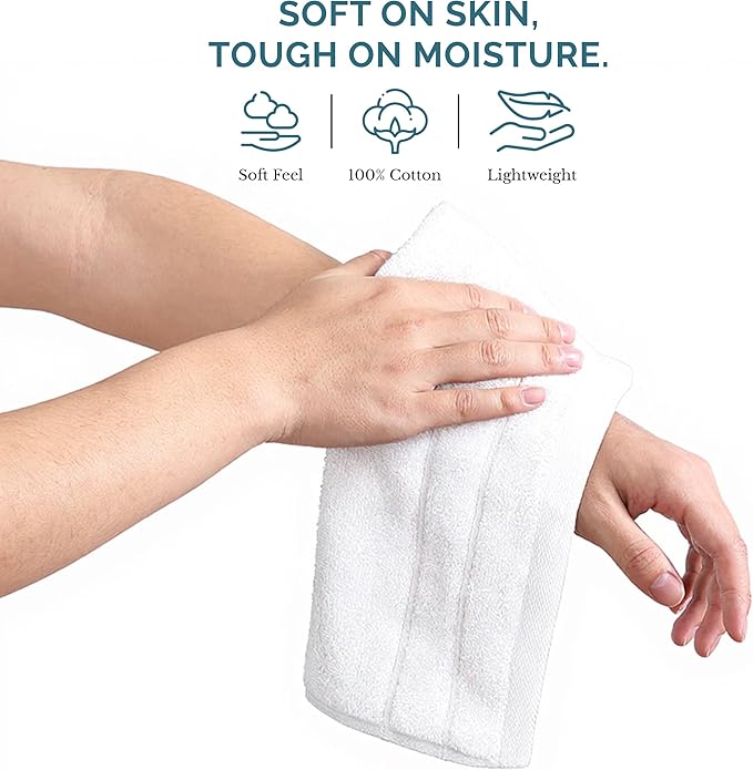 Casa Platino 100% Cotton Washcloths 6 Pack - Spa & Salon Quality Face Towels - Ring Spun, Soft & Absorbent Wash Cloth Rags for Body, Beauty, Home, Gym - Fingertip Towels - 13"x13", White Washcloths