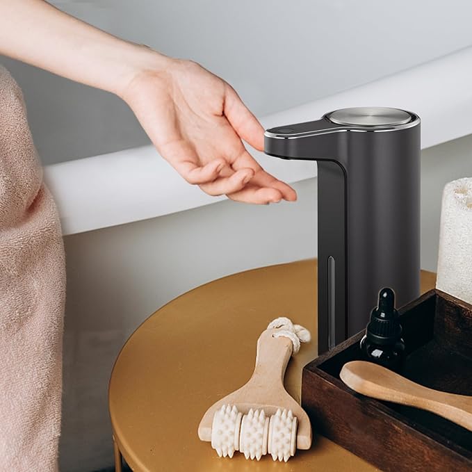 EKO Aroma Touchless Automatic Soap Dispenser for Bathroom and Kitchen, Liquid Hand Soap Dispenser, Water-Resistant and Rechargeable, 9 fl oz (Dark Grey)