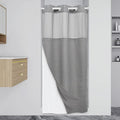 Stall No Hook Shower Curtain with Snap in Liner,230GSM Waffle Weave Shower Curtains for Bathroom,36W x 74H,Grey