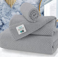 VOOVA & MOVAS Gray Towels for Bathroom - 100% Cotton | Quick Dry | Soft | Thick, 3 Piece Towel Set, 1 Large Bath 30" x 56", 1 Hand 18" x 28", 1 Wash Cloth 13" x 13", Bathroom Essentials, Grey