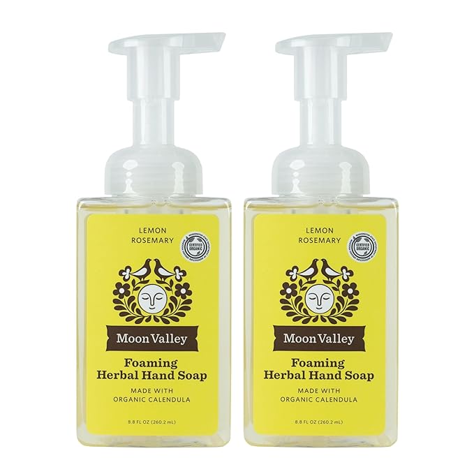 Moon Valley Herbal Foaming Hand Soap, Lemon Rosemary Two Pack, Vegan, Recyclable Bottle