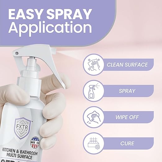 Fixture Shield Home Ceramic Coating Spray (8 oz) - SiO₂ Hydrophobic Protection for Kitchen & Bath | Repels Fingerprints, Stains & Hard Water | Extra Strength Formula | Made in USA