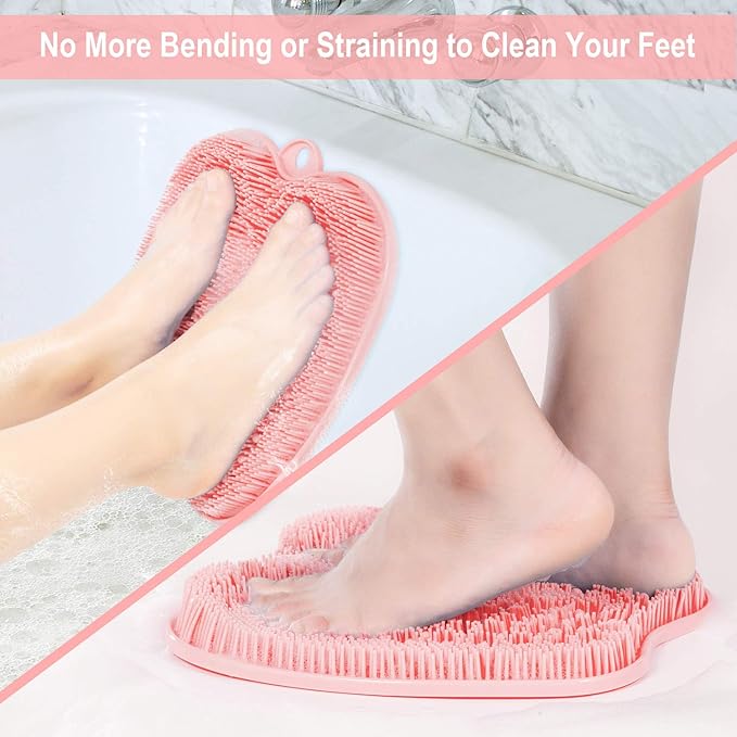 BESKAR XL Large Foot Scrubber Mat for Use in Shower - Shower Foot Cleaner to Eliminate Calluses Dead Skin, Foot Massager Mat for Men & Women to Soothe Achy Feet, Non Slip Suction Cups