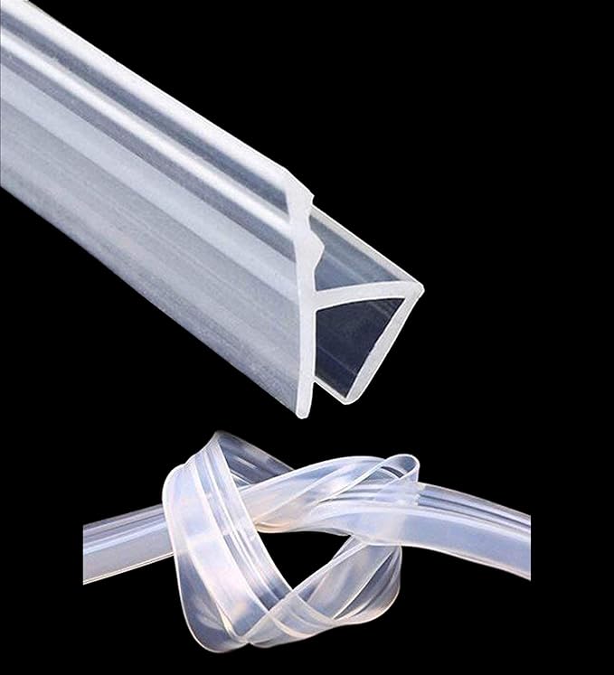 KRLIFCSL Glass Door Seal Strip, 10ft Frameless Weather Stripping Shower Door Sweep, Weatherproof Silicone Seal Fit for 3/8" Glass (H)