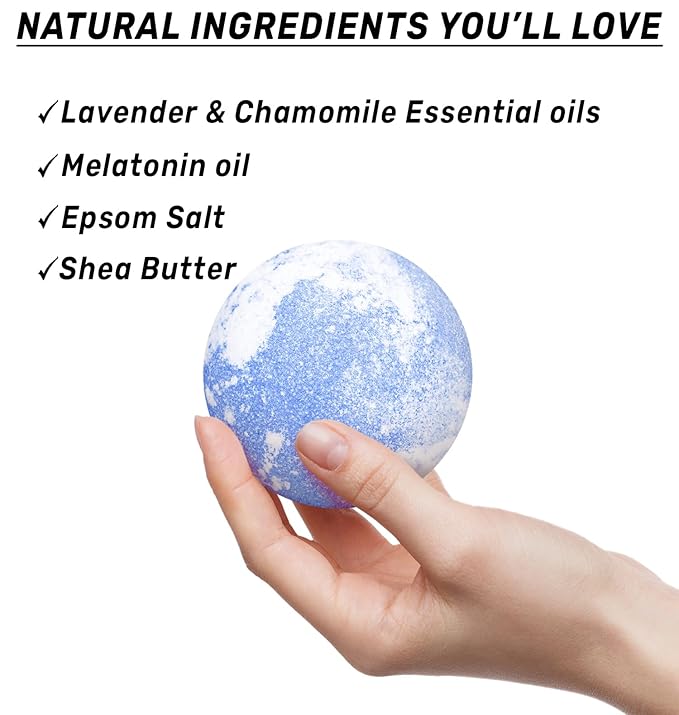 Sleep Well Bubble Bath Bombs Melatonin Infused Lavender Chamomile Essential Oils Luxurious Bath for Dry Skin Perfect Self Care Gifts for Women and Men