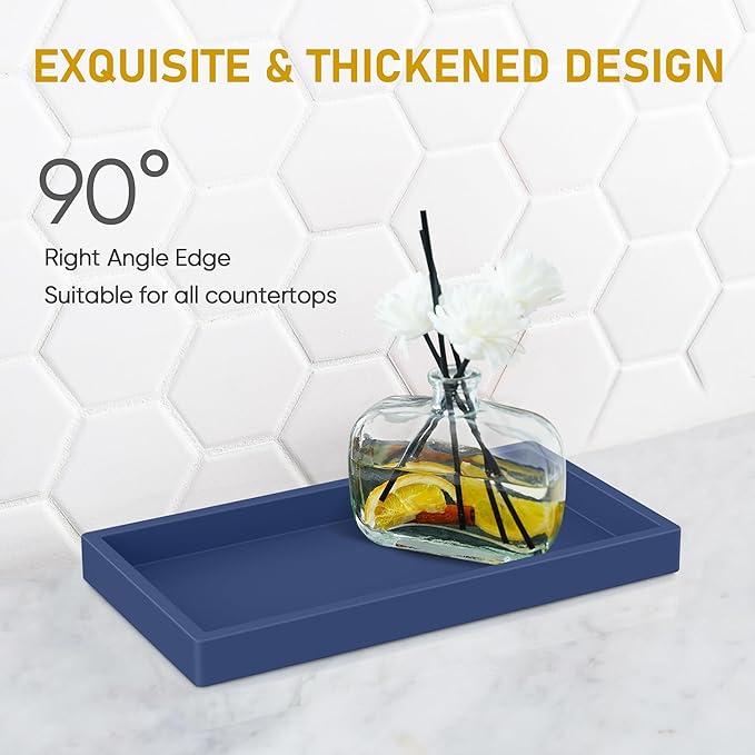 Silicone Vanity Tray - Thickened, Shatterproof, Rectangle - 7.8 * 3.9 in - For Counter, Soap Dispenser