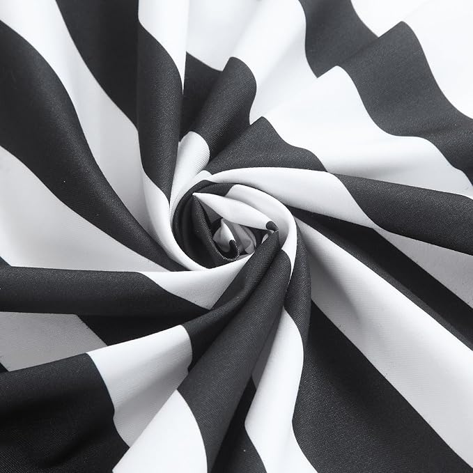 Black Shower Curtain, Modern Black and White Stripe Waterproof Polyester Shower Curtains for Bathroom, 72x72 Inches