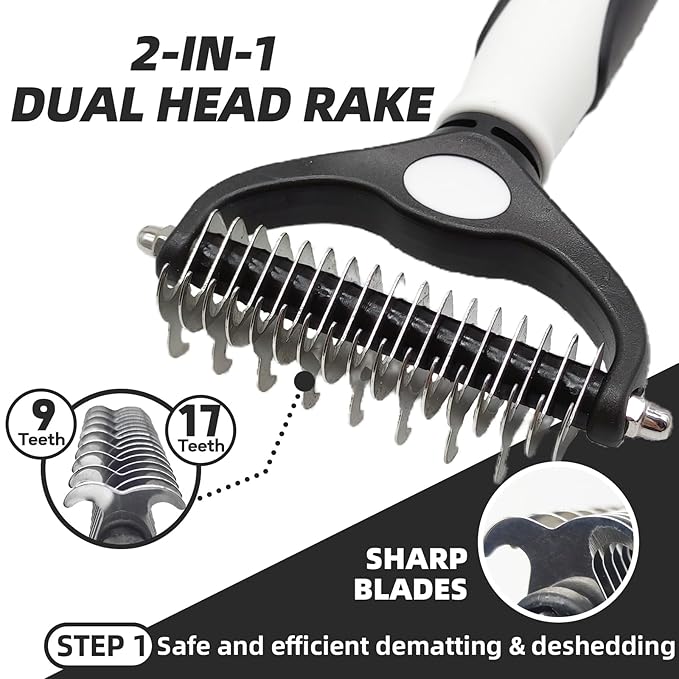 Dog Brush for Shedding, 7 PCS Dog Grooming Brush Kit, Undercoat Rake, Slicker Brush, Deshedding Comb, Bath Brush, Nail Clipper for Long & Short Haired Dogs & Cats, Black