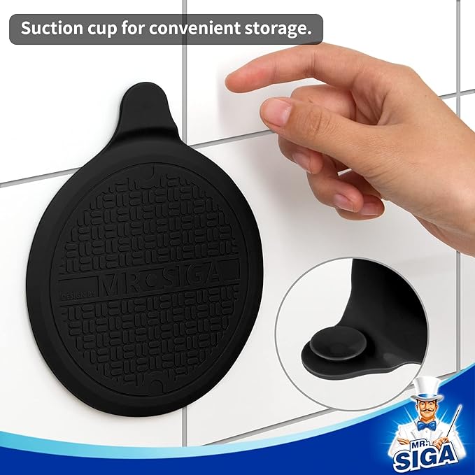 MR.SIGA Silicone Bathtub Stopper, Drain Stopper for Shower, Sink, 5.1" Diameter, Black, 3 Pack