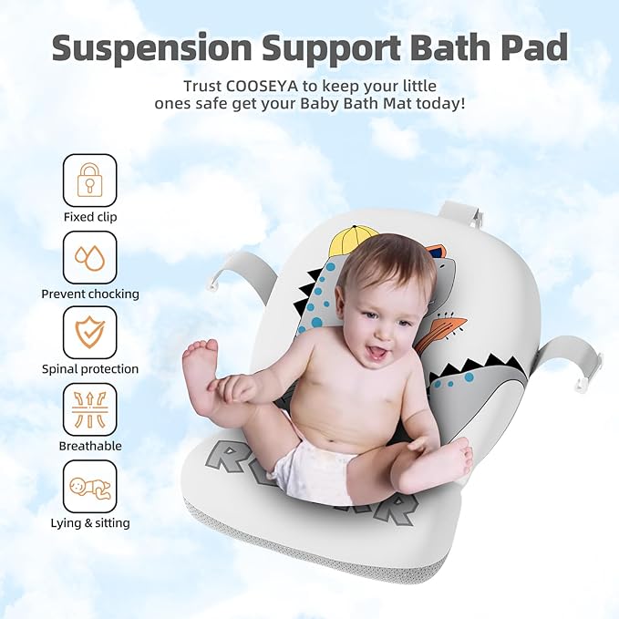Collapsible Baby Bathtub for Newborn, Foldable Baby Bath Tub with Thermometer & Soft Floating Cushion & Drain Hole, Portable Travel Infant Bath Tubs for Newborns to Toddlers 0-36 Months Boys, Grey