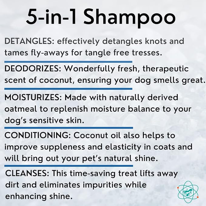 16 floz 5 in 1 Dog Shampoo for Itchy Skin - Sensitive Skin Dog Shampoo for Smelly Dogs - Dog Shampoos & Conditioners - Made in The USA