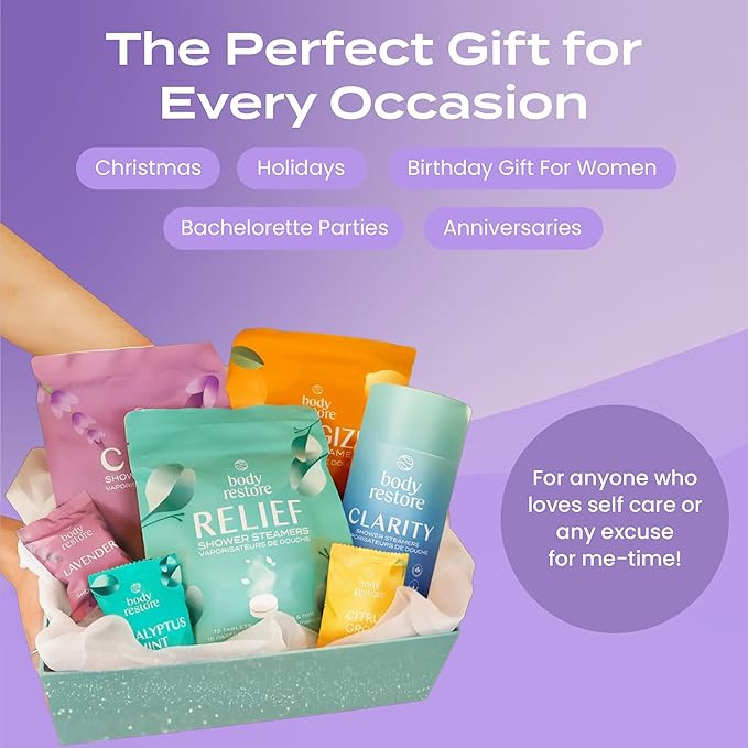 Body Restore Shower Steamers Aromatherapy 15 Pack - Christmas Stocking Stuffers, Birthday Gifts for Women, White Elephant, Relaxation, Self Care for Men - Lavender