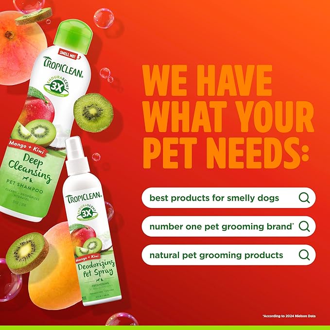 TropiClean Deep Cleansing Dog Shampoo, Powerful Odor Control, Puppy Safe, Made in The USA, Cat Friendly, 20oz.