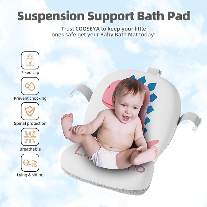 Collapsible Baby Bathtub for Newborn, Foldable Baby Bath Tub with Thermometer & Soft Floating Cushion & Drain Hole, Portable Travel Infant Bath Tubs for Newborns to Toddler 0-36 Months Girl, Pink
