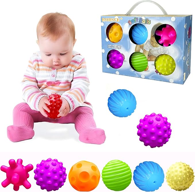 Sensory Balls for Baby Sensory Baby Toys 6 to 12 Months for Toddlers 1-3, Bright Color Textured Multi Soft Ball Gift Sets, Montessori Toys for Babies 6-12 Months Infant Toys (6 Pack)