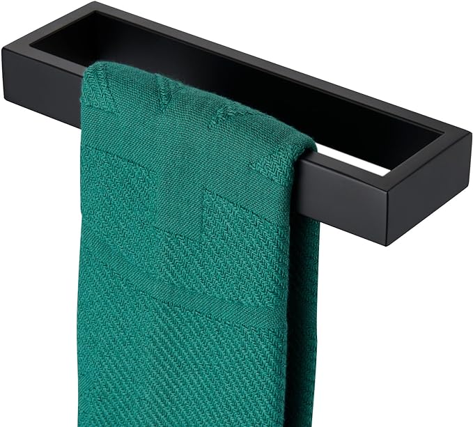 KOKOSIRI Towel Bar Matte Black Hand Towel Holder 12-Inch Kitchen Rack Stainless Steel for Bathroom Hardware Wall Mounted, 1 Pack B4008BK-L12