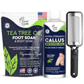 Tea Tree Foot Soak, Callus Remover Gel - Extra Strength Callus Remover Gel & Foot Soak With Epsom Salts For Calluses, Dry Cracked Heels, Toenail Fungus & Odor - Pedicure for Tired Feet