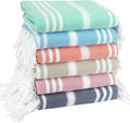 6 Pack Cotton Turkish Beach Towel Lightweight Thin Travel Vacation Essentials Oversized XL Towels Set for Pool Swim Bath Camping Cruise Accessories Must Haves Absorbent Quick Dry Sand Proof Gifts