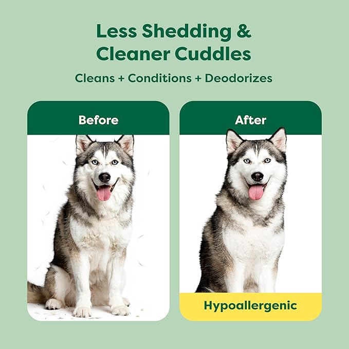 Earth Rated Hypoallergenic 3-in-1 Deshed Dog & Puppy Shampoo & Conditioner, Deodorize 98.5% Natural, 16 oz