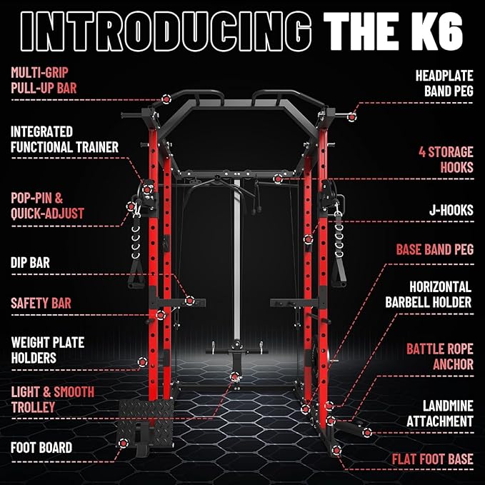 Mikolo Power Cage, Power Rack with Cable Crossover System, 1500LBS Squat Rack with LAT Pull Down System, Workout Cage with Pulley System for Fitness Home Gym