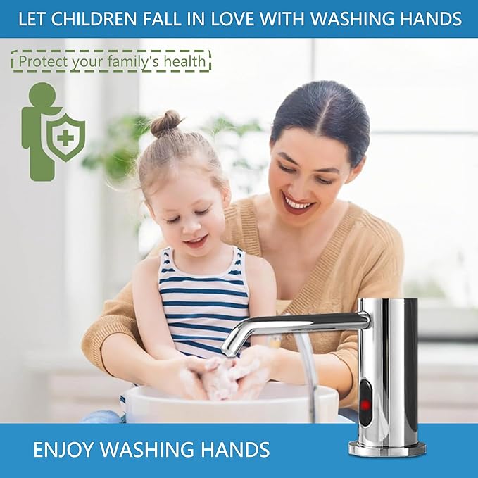Automatic Soap Dispenser Touchless for Kitchen and Bathroom, Sink Built in Commercial Electric Soap Dispenser,Upgraded Infrared Sensors, with Bottle and Pump Electroplated 33.81oz/1000ml