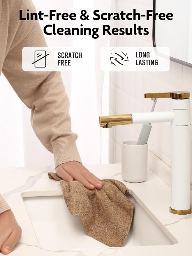 Fantasticlean Microfiber Cleaning Cloth Roll -150 Pack, Tear Away Microfiber Towels, 12" x 12", Reusable, Washable, Ultra Absorbent Dishcloth for Home Supplies, Car, Pet, Kitchen (Tan & Beige)