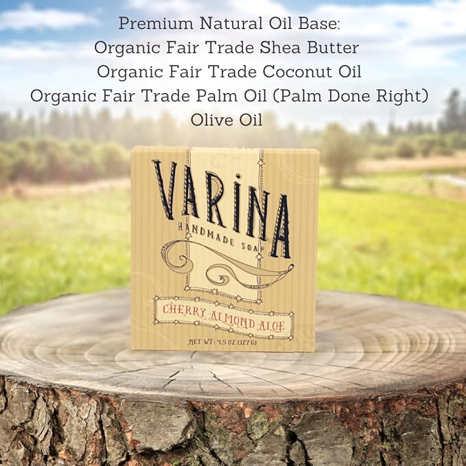 Natural Cherry Almond Aloe Bar Soap - Gentle Cleansing for Sensitive Skin, Spicy - 3 Pack - Experience Healthy and Glowing Skin
