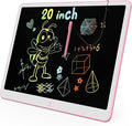 KOKODI LCD Writing Tablet, 20 Inch Colorful Toddler Doodle Board Drawing Tablet, Erasable Reusable Electronic Drawing Pads, Educational and Learning Toy for 3-6 Years Old Boy and Girls(Pink)