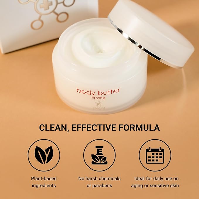 LifeCell Firming Body Butter – Anti-Cellulite Cream with Caffeine, Ginseng & Argan Oil – Ultra-Hydrating Anti-Aging Moisturizer for Legs, Thighs, Hips & Arms – Skin Tightening Lotion for Women