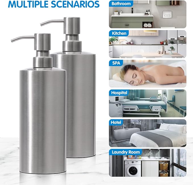 ARKTEK Large Stainless Steel Countertop Soap Dispenser - Rust and Leak Proof Liquid Hand Soap Pump Bottle for Kitchen, Bathroom and Countertop Hand Dish Lotion (20 Oz / 600 ml)